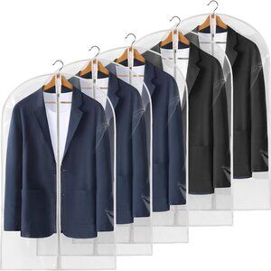 New 40" All Clear Garment Bags for Hanging Clothes, 5 Packs Suit Bags for Closet